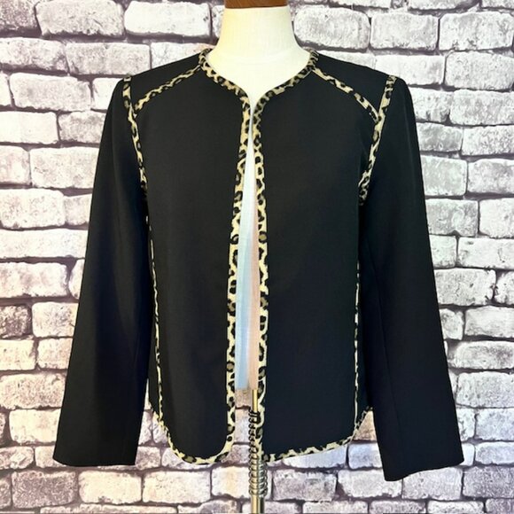 Evan Picone Black Label Black & Brown No Close Jacket Size 12 - Picture 1 of 9